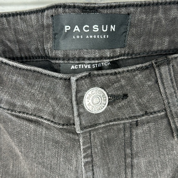 PacSun Active Stretch Skinniest Distressed Black Denim Shorts - Picture 5 of 8